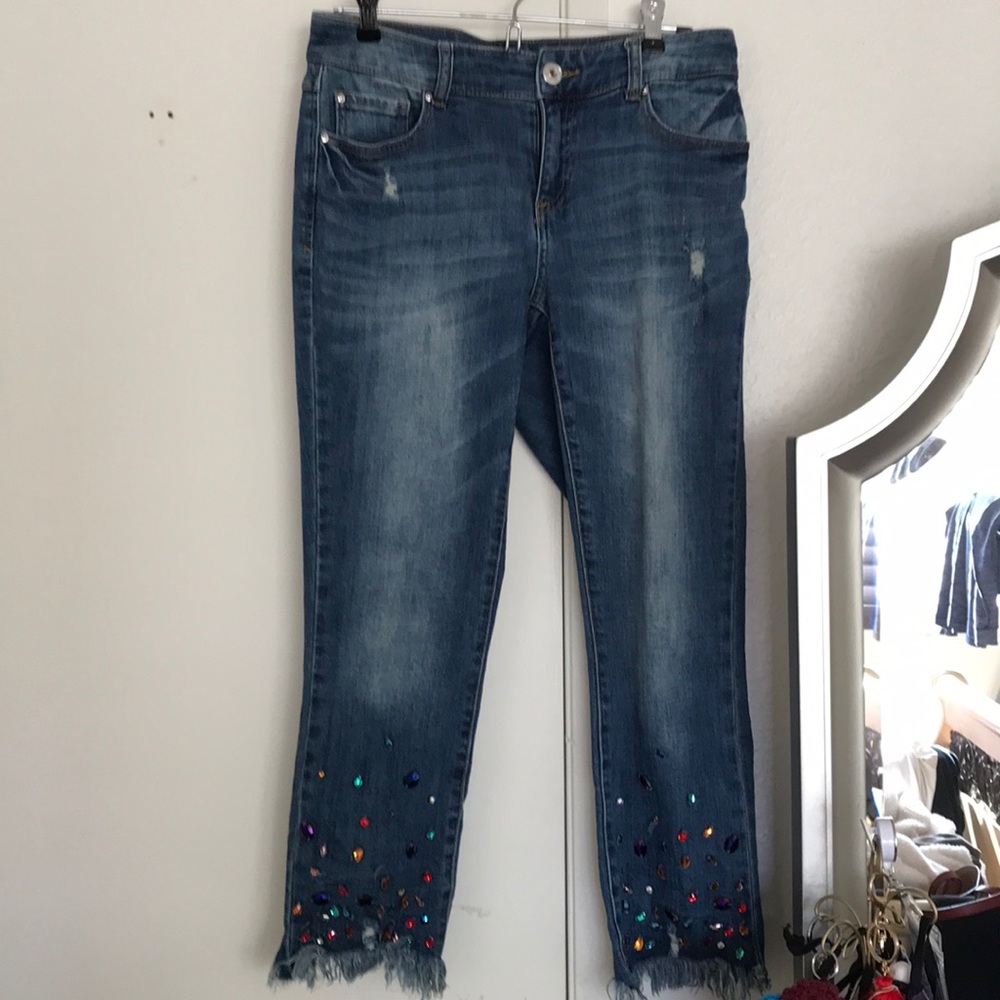 inc embellished ripped jeans